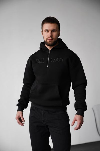 Чоловіче oversize худі з начосом у чорному кольорі 1003497000002 фото
