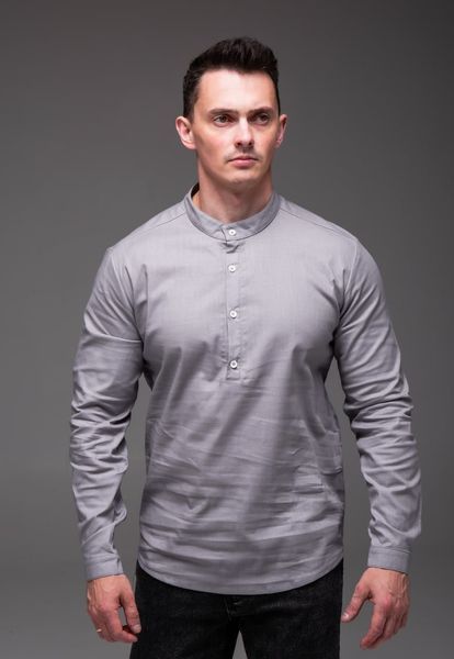 Чоловіча лляна сорочка у сірому кольорі 2190gr фото