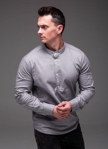 Чоловіча лляна сорочка у сірому кольорі 2190gr фото