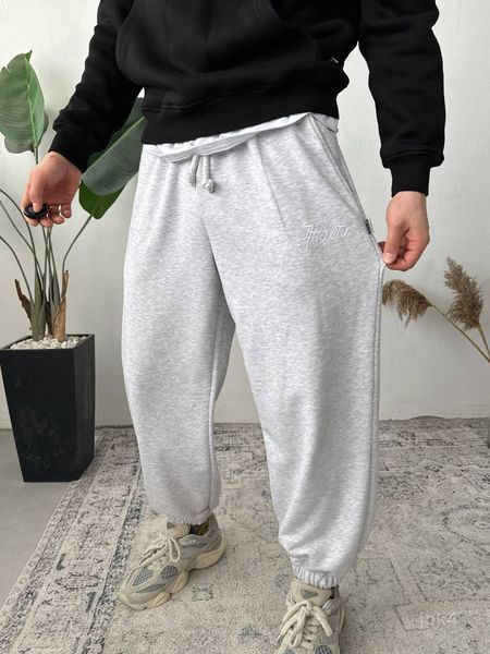Мужские oversize джоггеры в светло-сером цвете jok4-S фото