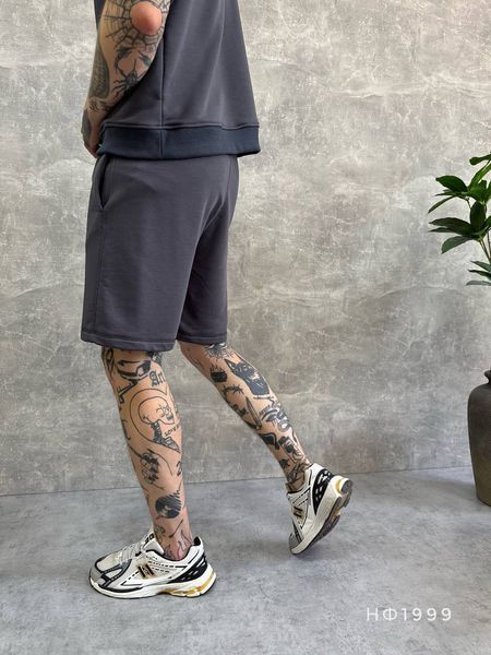 Чоловічі трикотажні oversize шорти у графітовому кольорі нф1999 фото