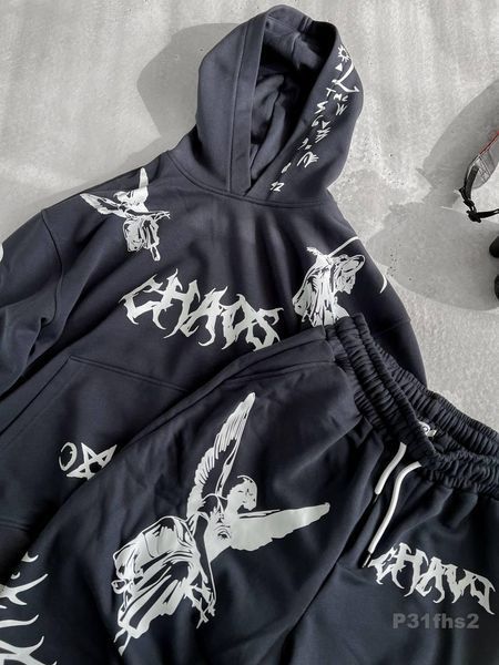Мужской oversize костюм с принтом в графитовом цвете p31fhs2 фото