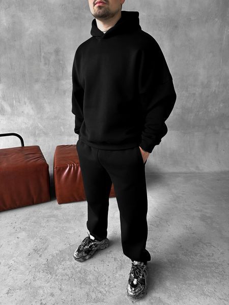 Чоловічий oversize спортивний костюм худі+штани у чорному кольорі kos45 фото