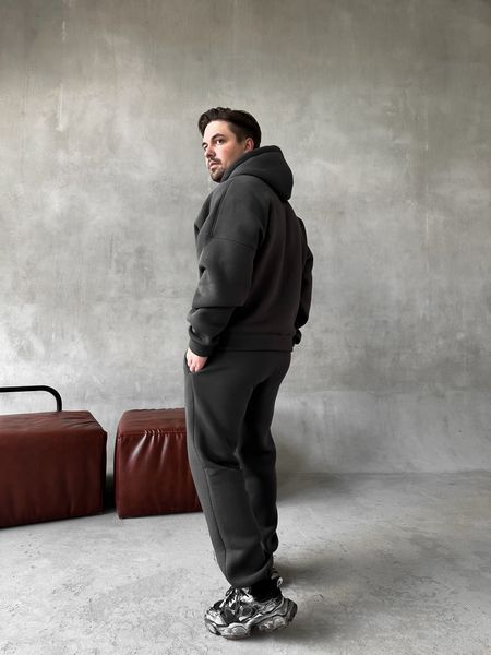 Мужской oversize спортивный костюм с принтом в графитовом цвете kos34 фото