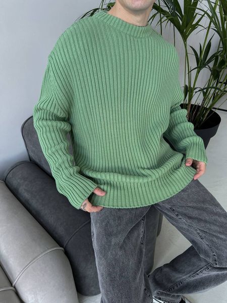 Мужской oversize свитер в зеленом цвете mr102 фото