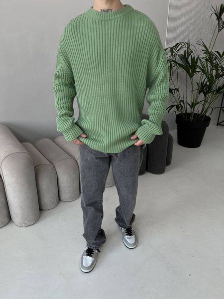 Мужской oversize свитер в зеленом цвете mr102 фото