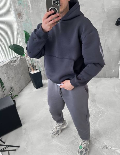 Чоловіче oversize худі на флісі у графітовому кольорі vfic2 фото