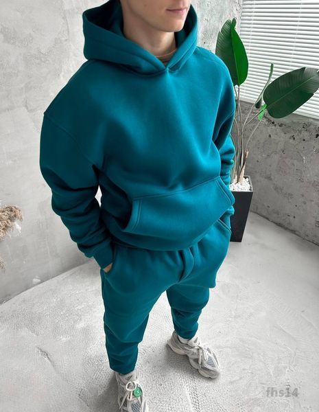 Чоловічий oversize костюм худі+штани у зеленому кольорі fhs14 фото
