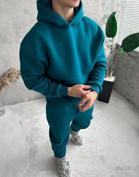 Чоловічий oversize костюм худі+штани у зеленому кольорі fhs14 фото