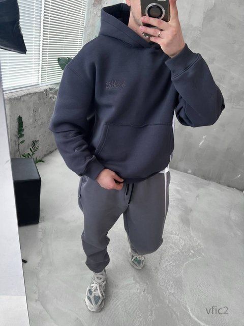Чоловіче oversize худі на флісі у графітовому кольорі vfic2 фото