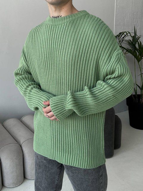 Мужской oversize свитер в зеленом цвете mr102 фото