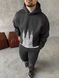 Мужской oversize спортивный костюм с принтом в графитовом цвете kos34 фото 2