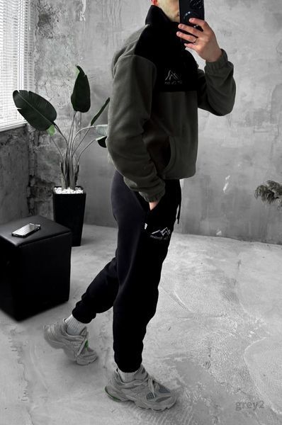 Мужской флисовый спортивный костюм в графитовом цвете grey2 фото