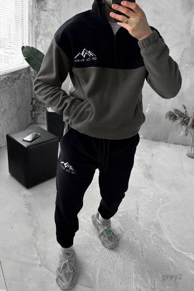 Мужской флисовый спортивный костюм в графитовом цвете grey2 фото
