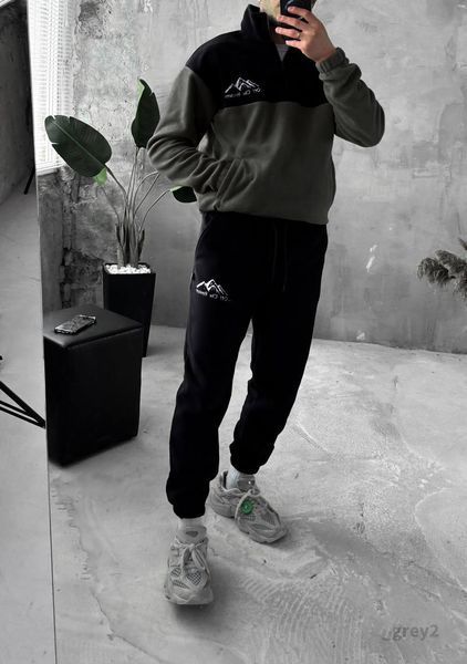 Мужской флисовый спортивный костюм в графитовом цвете grey2 фото