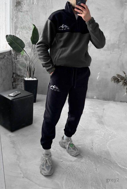 Мужской флисовый спортивный костюм в графитовом цвете grey2 фото