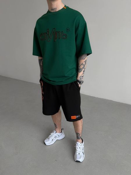 Мужской oversize комплект футболка+шорты с надписью hp326-S фото