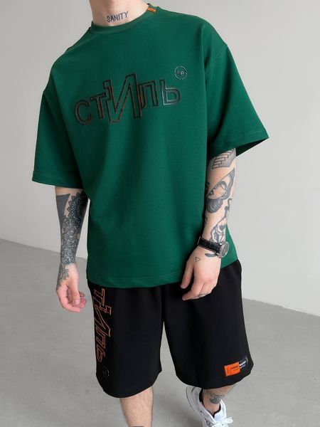 Мужской oversize комплект футболка+шорты с надписью hp326-S фото