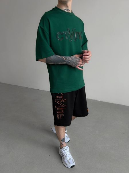 Мужской oversize комплект футболка+шорты с надписью hp326-S фото