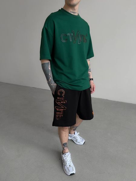 Мужской oversize комплект футболка+шорты с надписью hp326-S фото