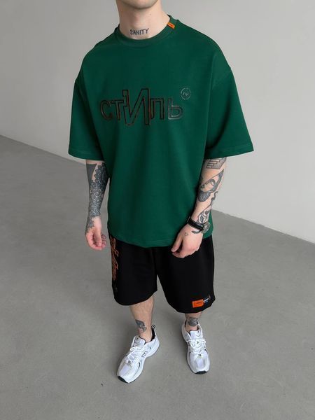 Мужской oversize комплект футболка+шорты с надписью hp326-S фото
