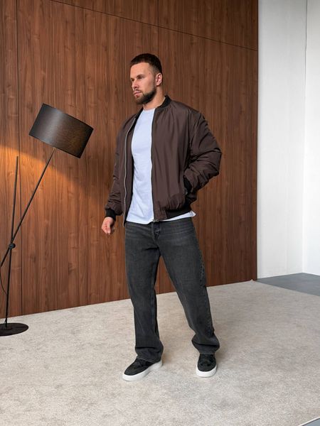 Мужской oversize бомбер из плащевки в коричневом цвете rd540bro-S фото