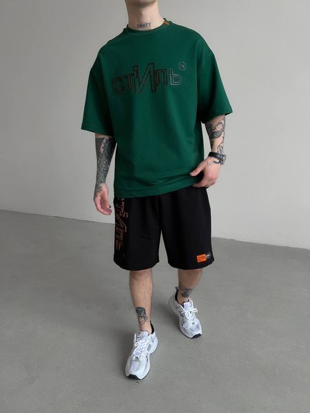 Мужской oversize комплект футболка+шорты с надписью hp326-S фото