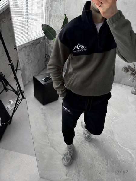 Мужской флисовый спортивный костюм в графитовом цвете grey2 фото