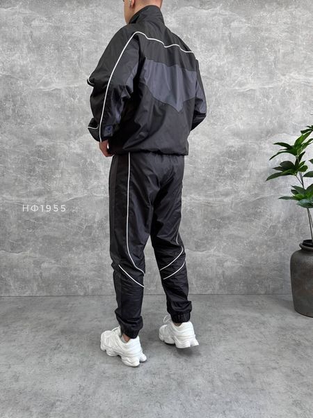Чоловічий oversize костюм з плащівки у графітовому кольорі нф1955 фото