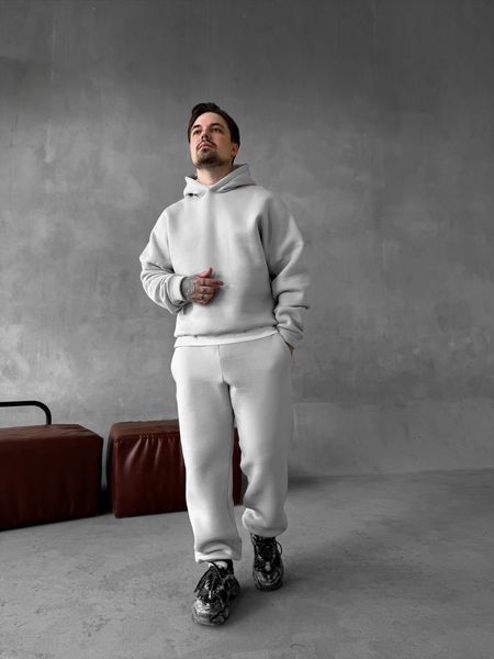 Мужской oversize спортивный костюм худи+брюки в сером цвете kos48 фото