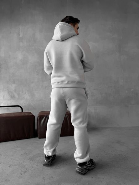 Мужской oversize спортивный костюм худи+брюки в сером цвете kos48 фото