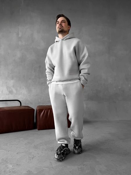 Мужской oversize спортивный костюм худи+брюки в сером цвете kos48 фото
