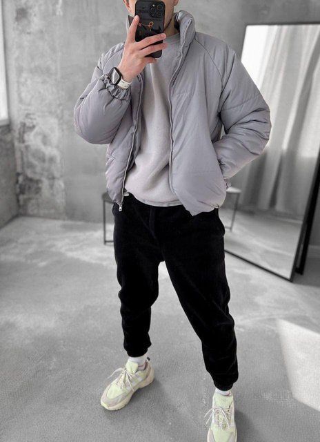 Чоловіча oversize куртка у сірому кольорі jr-kz01sil фото