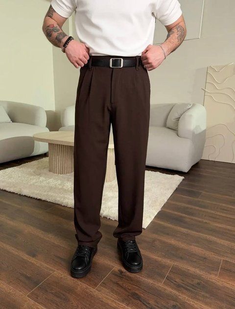 Мужские брюки Baggy в коричневом цвете bp1149-S фото