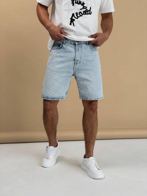 Мужские джинсовые oversize шорты в светло-голубом цвете 2864-k4 фото