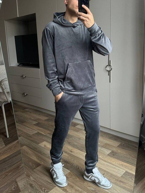 Чоловічий велюровий костюм у сірому кольорі 5010gray фото