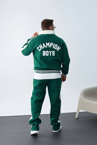 Чоловічий oversize флісовий костюм у зеленому кольорі cb3044 фото