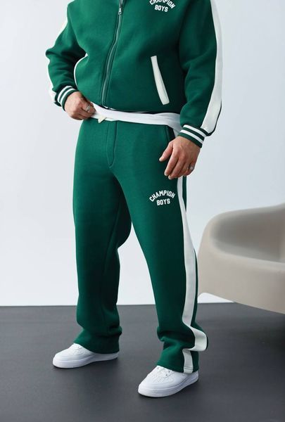 Чоловічий oversize флісовий костюм у зеленому кольорі cb3044 фото