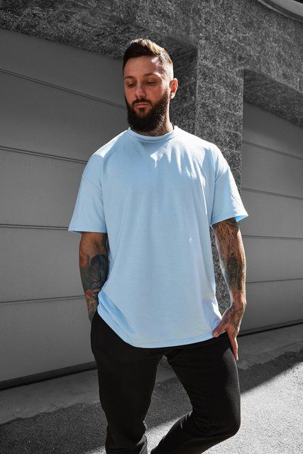 Чоловіча oversize футболка у блакитному кольорі 1342248801 фото