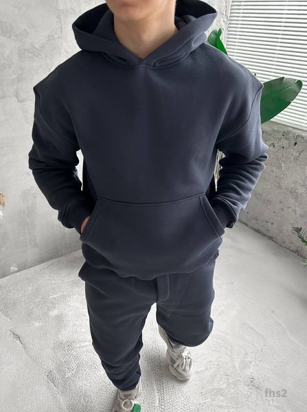 Мужской oversize костюм худи+брюки в графитовом цвете fhs2 фото