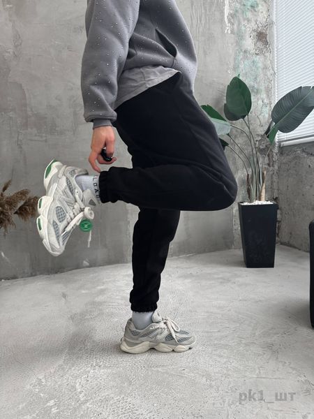 Мужские oversize флисовые джоггеры в черном цвете pk1 фото