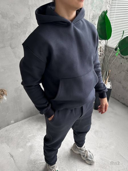 Мужской oversize костюм худи+брюки в графитовом цвете fhs2 фото