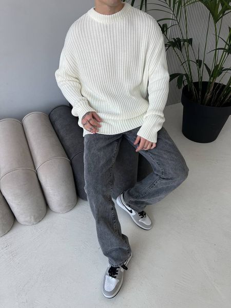 Мужской oversize свитер в белом цвете mr105 фото