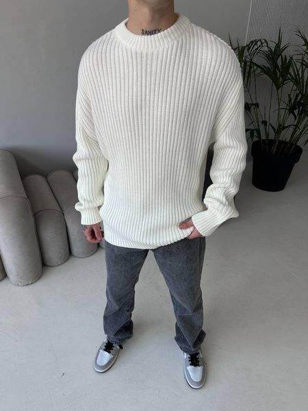 Мужской oversize свитер в белом цвете mr105 фото