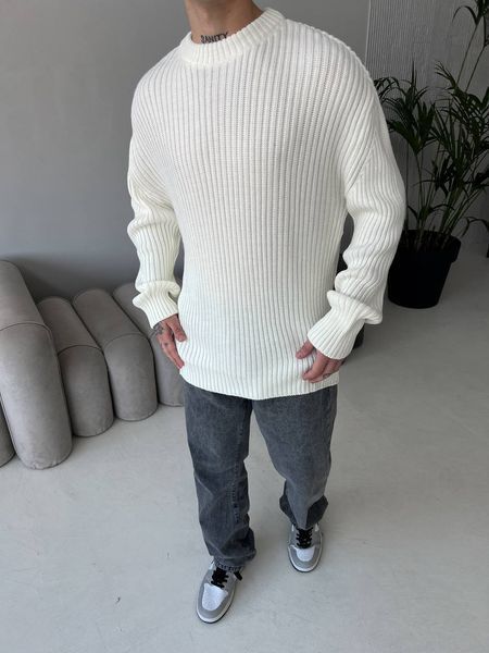 Мужской oversize свитер в белом цвете mr105 фото