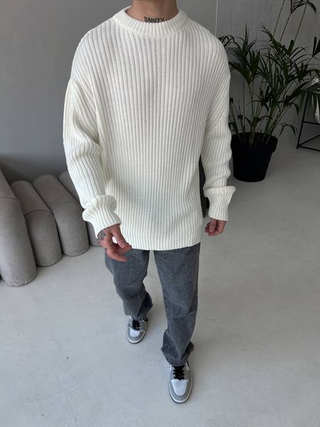 Мужской oversize свитер в белом цвете mr105 фото