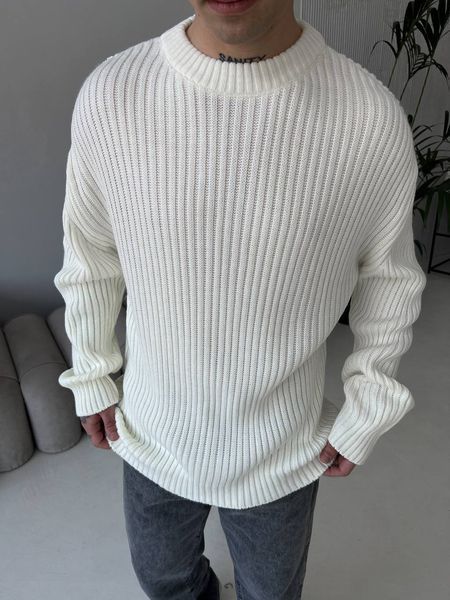 Мужской oversize свитер в белом цвете mr105 фото