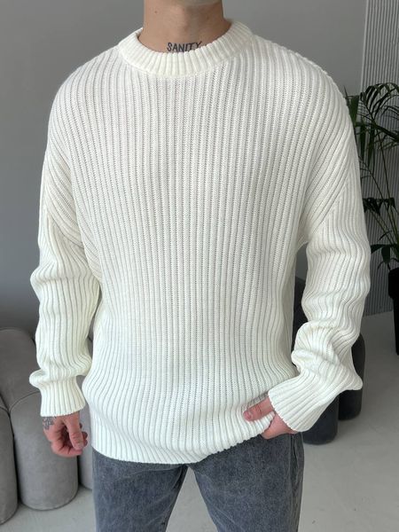 Мужской oversize свитер в белом цвете mr105 фото