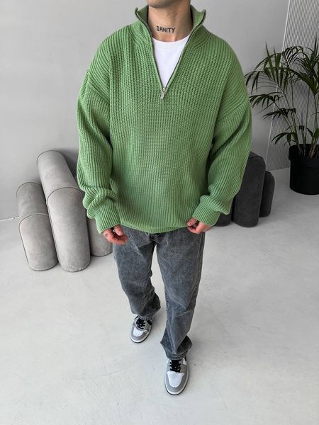 Мужской oversize свитер в зеленом цвете mr111 фото