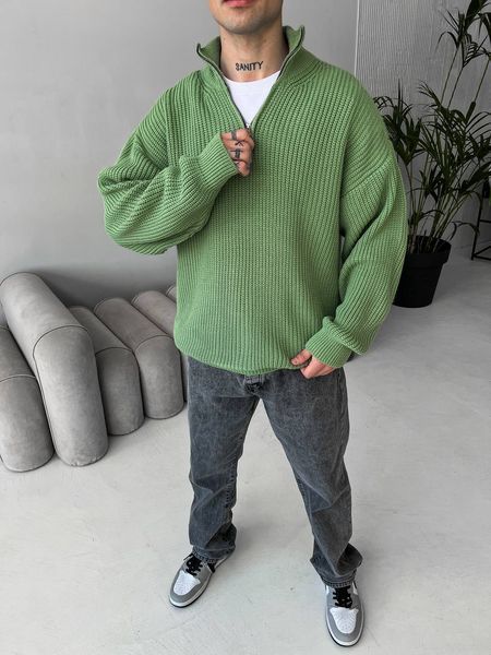 Мужской oversize свитер в зеленом цвете mr111 фото